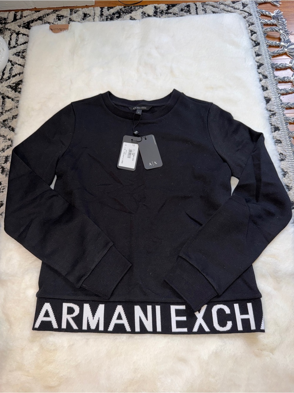 Armani Exchange Black Crewneck Sweatshirt with A|X Tag